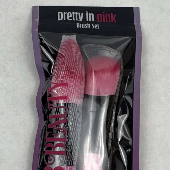 Pinky B Beauty Pretty In Pink 2-Piece Makeup Brush Set Powder Blush Contour NEW - Picture 4 of 6